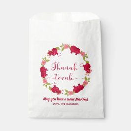 Shanah Tovah Neujahr Granatapfel Blume Wreath Geschenktütchen