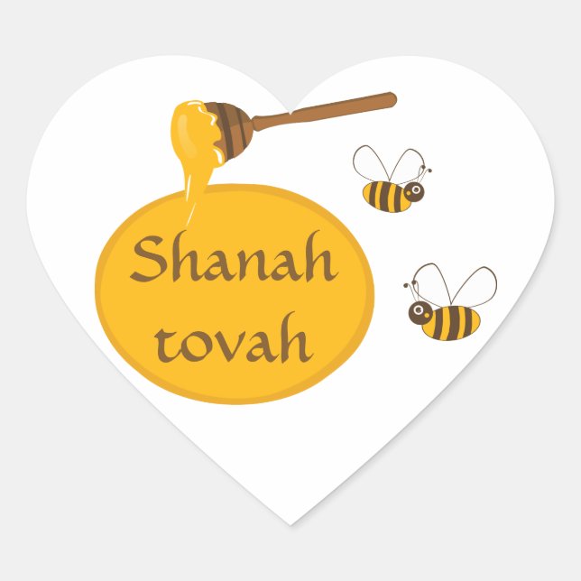 Shanah Tovah Rosh Hashanah Judenneues Jahr Herz-Aufkleber (Vorderseite)