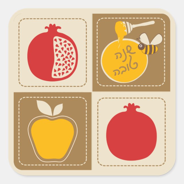 Shanah Tovah Rosh Hashanah jüdisches neues Jahr Quadratischer Aufkleber (Vorderseite)