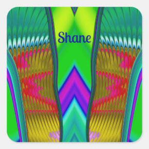 SHANE ~ Multicolored 3D ~ Quadratischer Aufkleber