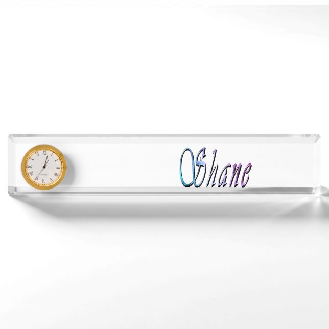 Shane, Name, Logo, Schreibtischname Pate with Cloc Namensplakette (Vorderseite)
