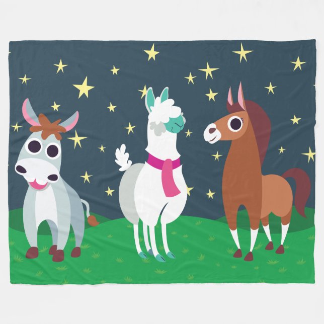 Shane, Tommy und Zora nachts Fleecedecke (Vorderseite (Horizontal))