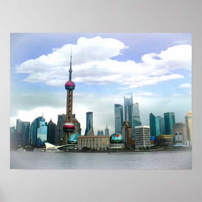 Shanghai 上 海 Skyline - The Bund Poster (Vorne)