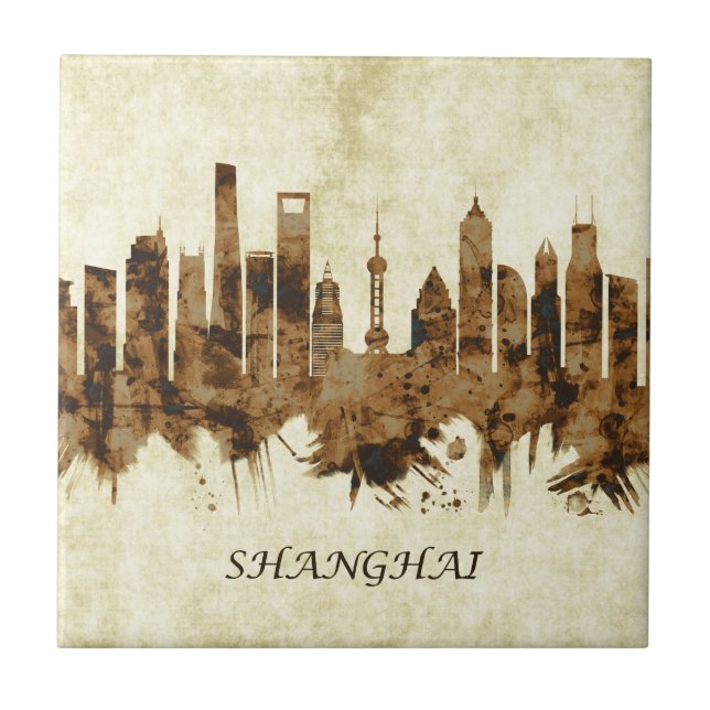 Shanghai China Cityscape Fliese (Vorderseite)