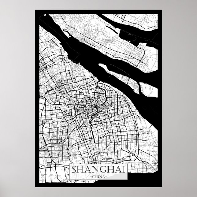 Shanghai China Karte Poster (Vorne)