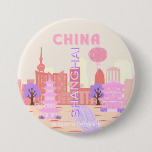 Shanghai China Pastell Reise Kunst Button