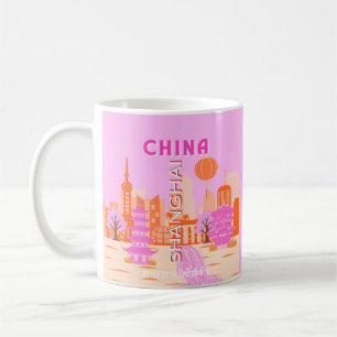 Shanghai China Pink Reise Kunst Kaffeetasse