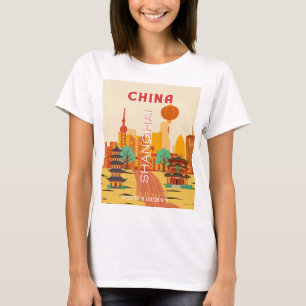 Shanghai China Reise Retroplakat T-Shirt