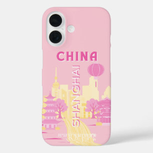 Shanghai China Reise Rosa Poster iPhone 16 Hülle