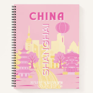 Shanghai China Reise Rosa Poster Notizbuch