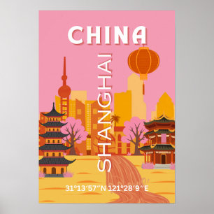 Shanghai China Reise Vintage Poster