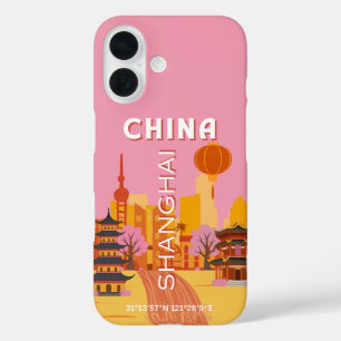 Shanghai China Reise Vintage Poster iPhone 16 Hülle