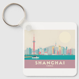 Shanghai China The Bund Pastel Travel Schlüsselanhänger