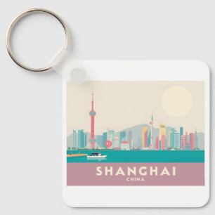 Shanghai China The Bund Pastel Travel Schlüsselanhänger