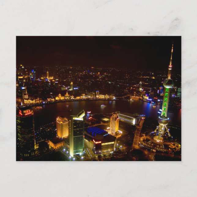 Shanghai China wunderschöne Skyline mit modernem Postkarte (Vorderseite)