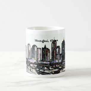 Shanghai-Chinawolkenkratzerpanorama mug2 Kaffeetasse