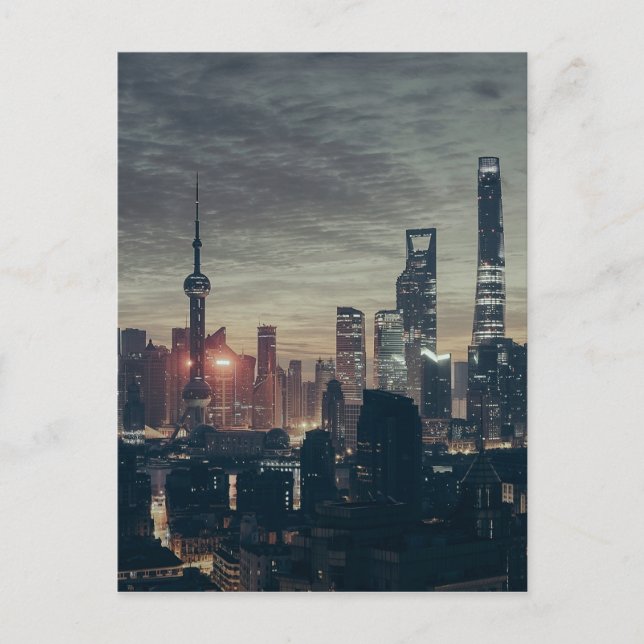 Shanghai durch Nacht Postkarte (Vorderseite)