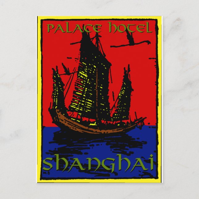 Shanghai Luggage Label Postkarte (Vorderseite)