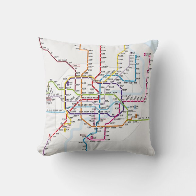 Shanghai-Metro-Karte Kissen (Vorderseite)
