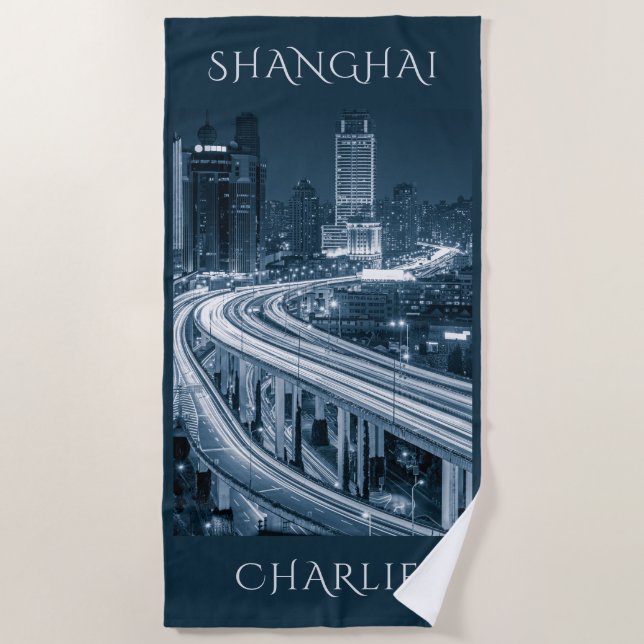 Shanghai Overpass individuelle Name Strandtuch (Vorderseite)