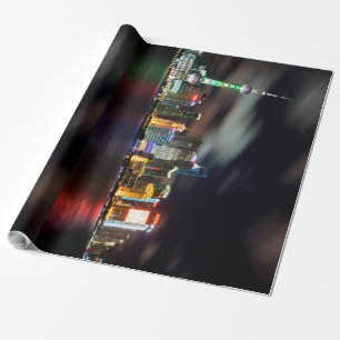 Shanghai Skyline bei Nacht Geschenkpapier