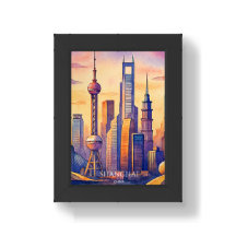 Shanghai Skyline China Reise Aquarell