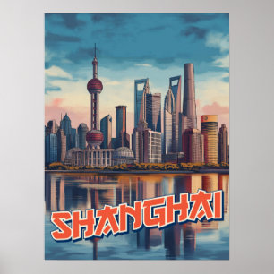 Shanghai Skyline Poster: Vibranly Cityscape Poster