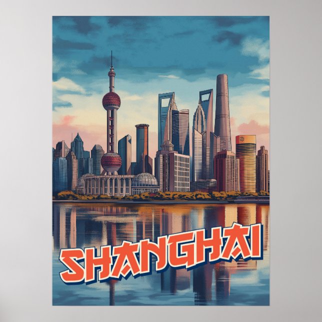 Shanghai Skyline Poster: Vibranly Cityscape Poster (Vorne)