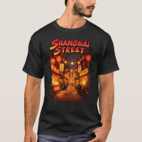 Shanghai-Straßen-Nachtleben Retro-Reise-T-Shirt