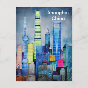 Shanghai Vintage Reise Tourismus Werbung Postkarte