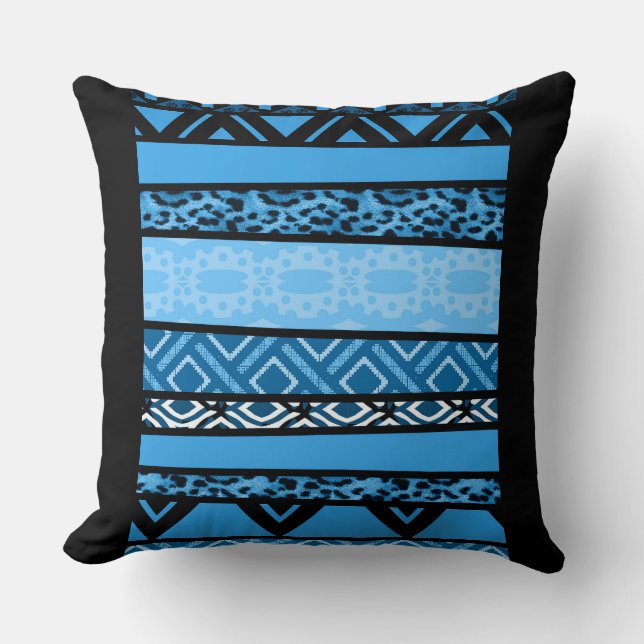 Shango Blue Tribal Design Kissen (Vorderseite)