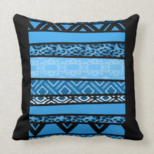 Shango Blue Tribal Design Kissen