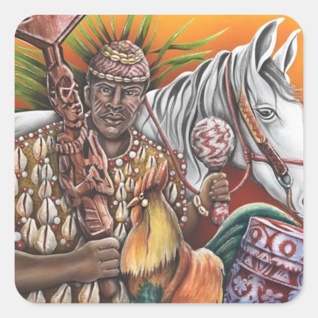 Shango Quadratischer Aufkleber (Vorderseite)