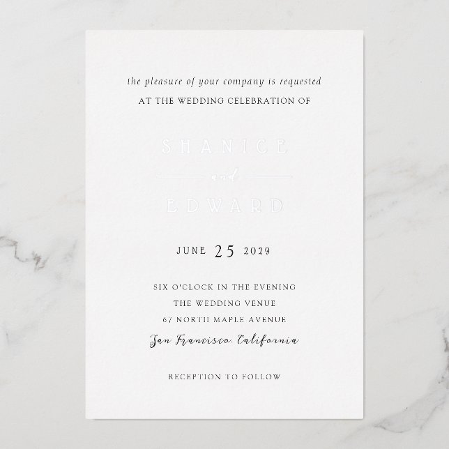 Shanice Modern Wedding Folieneinladung (Vorderseite)