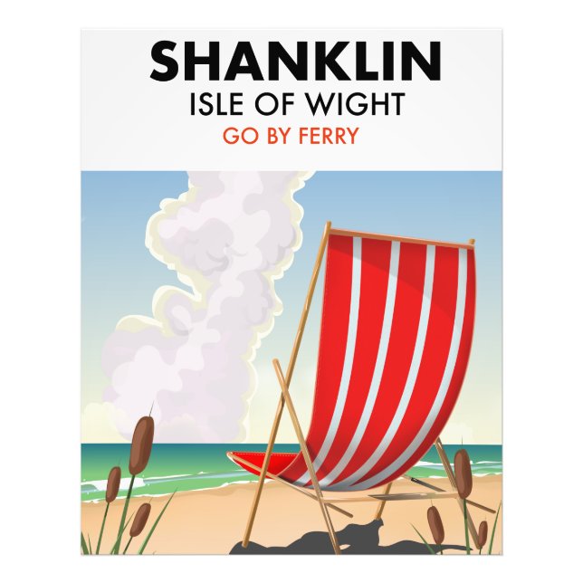 Shanklin Beach Insel mit einem leichten Reiseplaka Fotodruck (Vorne)