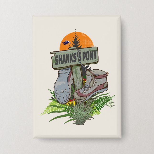 Shanks pony alte Wanderstiefel Button (Vorderseite)