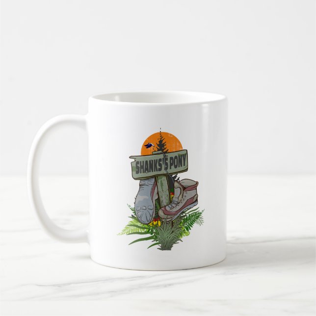 Shanks pony alte Wanderstiefel Kaffeetasse (Links)