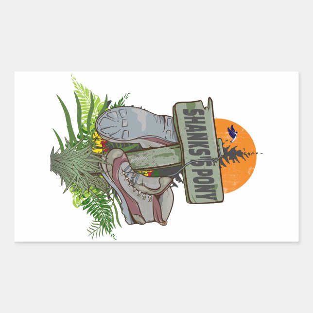 Shanks pony alte Wanderstiefel Rechteckiger Aufkleber (Vorderseite)