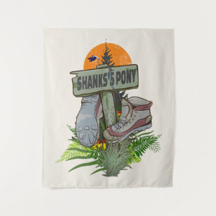 Shanks pony alte Wanderstiefel Wandteppich