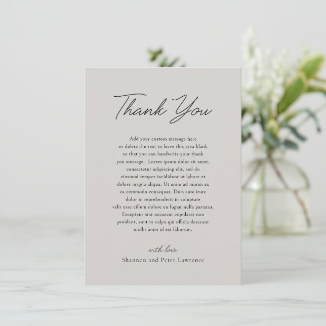 Shannon Gray Elegant Wedding Dankeskarte (Stehend Vorderseite)