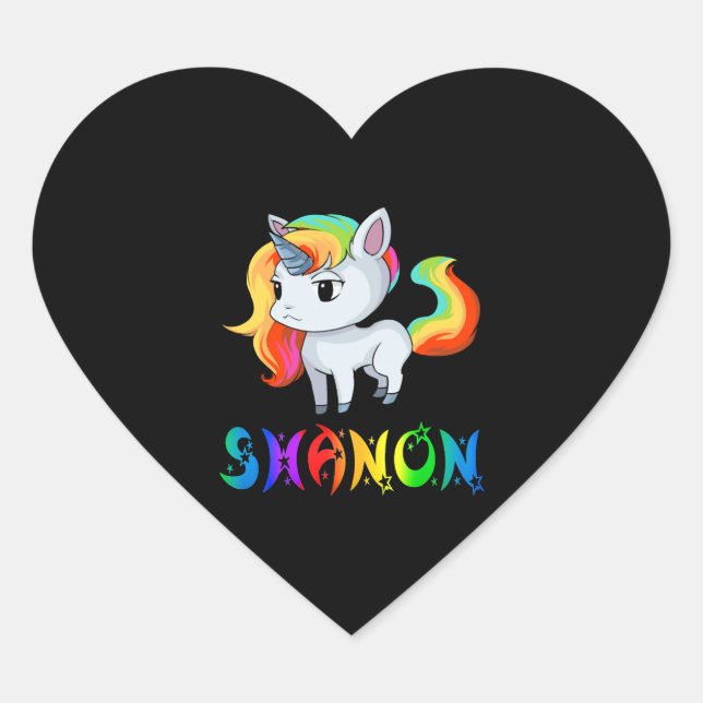 Shanon Unicorn Herz-Aufkleber (Vorderseite)