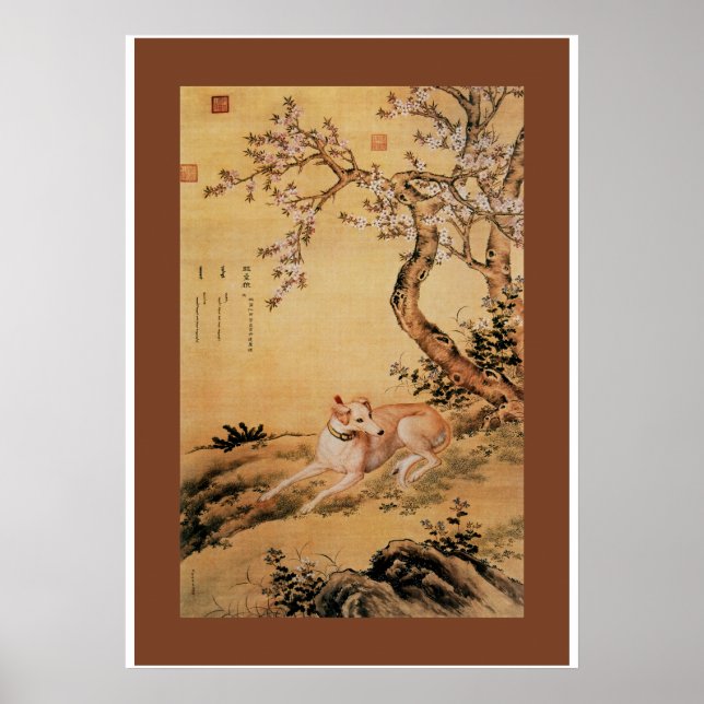 Shanxing Wolf (睒星狼)~Greyhound Giuseppe Castiglione Poster (Vorne)