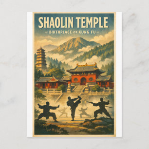 Shaolin Tempel, China, in einem klassischen Retro- Postkarte