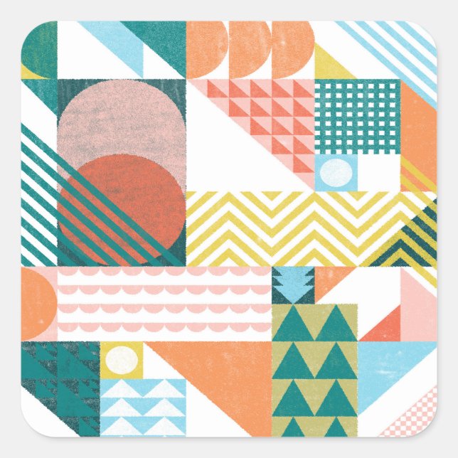 Shape World Pattern Quadratischer Aufkleber (Vorderseite)
