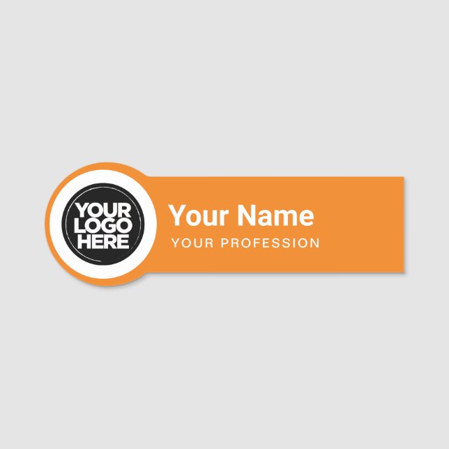 Shaped Employee Pin Round Logo Orange Namensschild (Vorderseite)