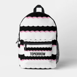 “Shapes of Tomorrow” Black, White & Pink Wavy  Bedruckter Rucksack