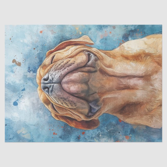 Shar Pei Aquarellmalerei Decoupage Seidenpapier (Vorderseite)