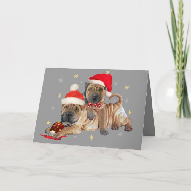 Shar-pei Brüder Weihnachtskarten Feiertagskarte (Vorderseite)