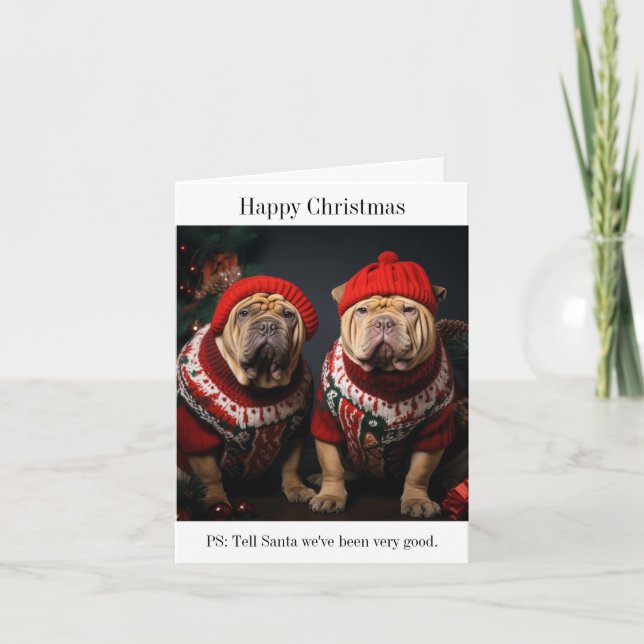 Shar Pei Chiens Bonne Carte de Noël (Devant)