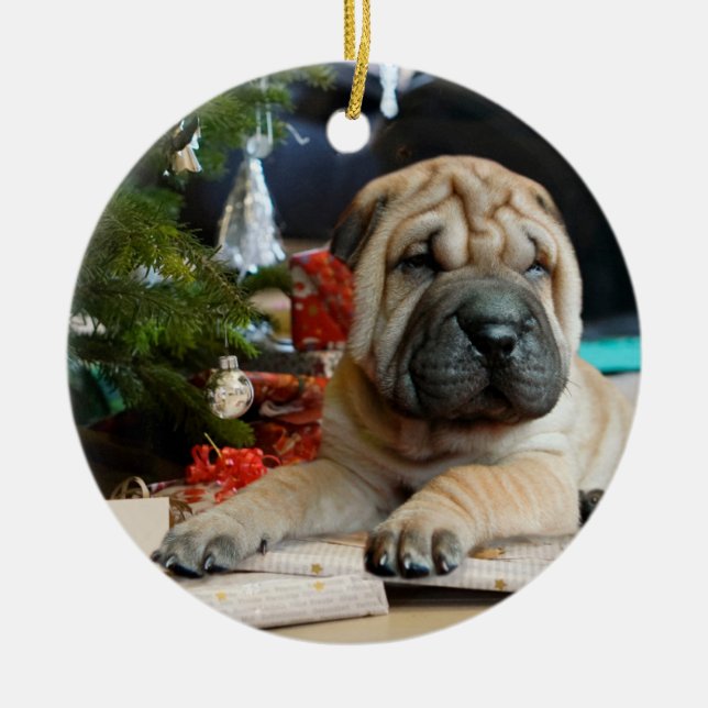 Shar Pei Christmas Keramik Ornament (Vorne)